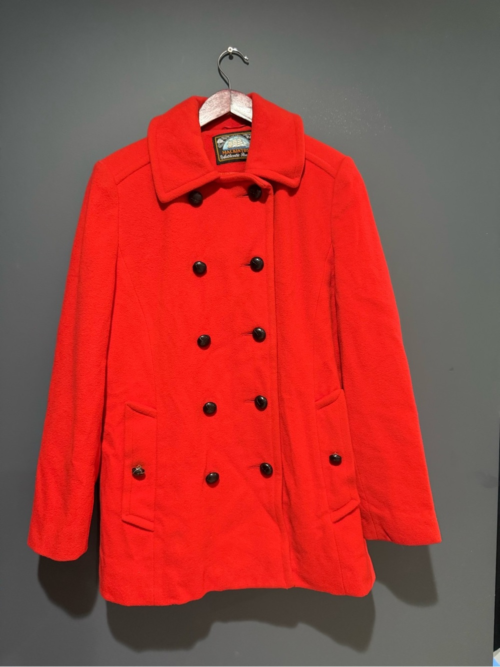 Vintage Mackintosh Womens 10 Red 100% Wool Peacoat Double Breasted Made in USA